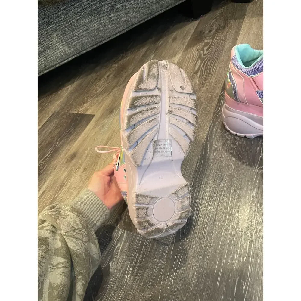 sugar thrillz platform neon and metallic sneakers